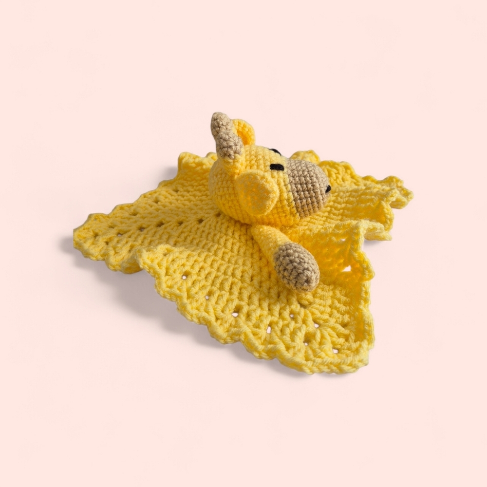 Yellow Crochet Giraffe Kids Lovey - Picture 4 of 4